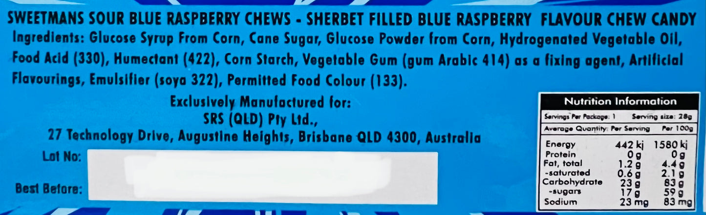 Zombie Chews Sour Blue Raspberry (28g) (12/25)