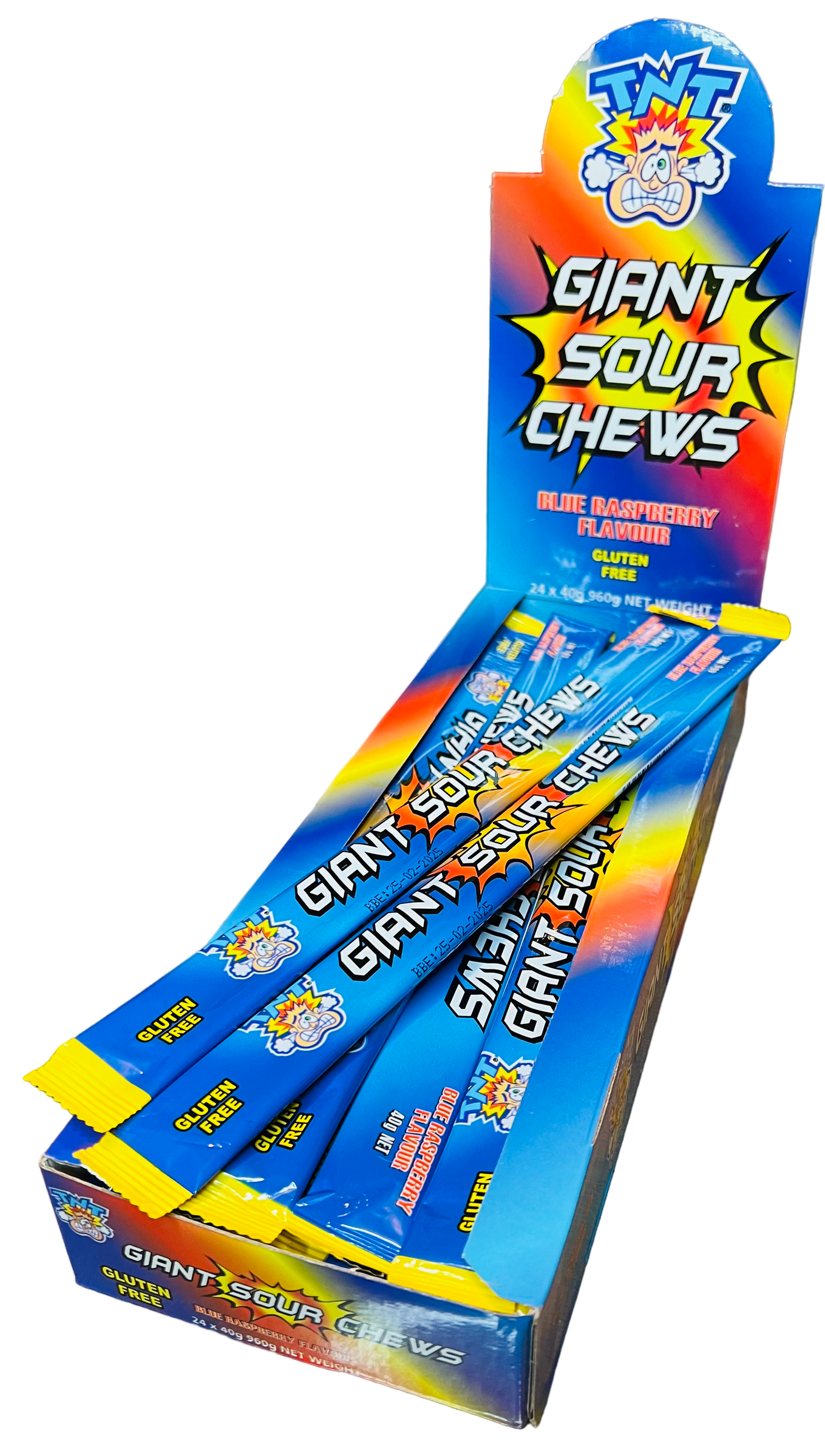 TNT Giant Sour Chews Blue Raspberry (40g)(GF)(BB 02/25)